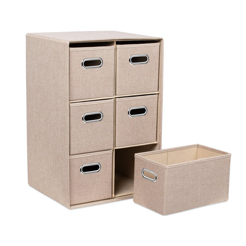 Inbox Zero Blush Linen Cube Organizer Shelf With 6 Storage Bins